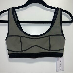 WEWOREWHAT Scoop Neck Silhouette Bra NWT XS Army Green/Black